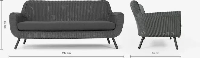The Outsider Stoel-bank Loungeset - Jonah - 5 zits - Wicker - Antraciet - The Outsider