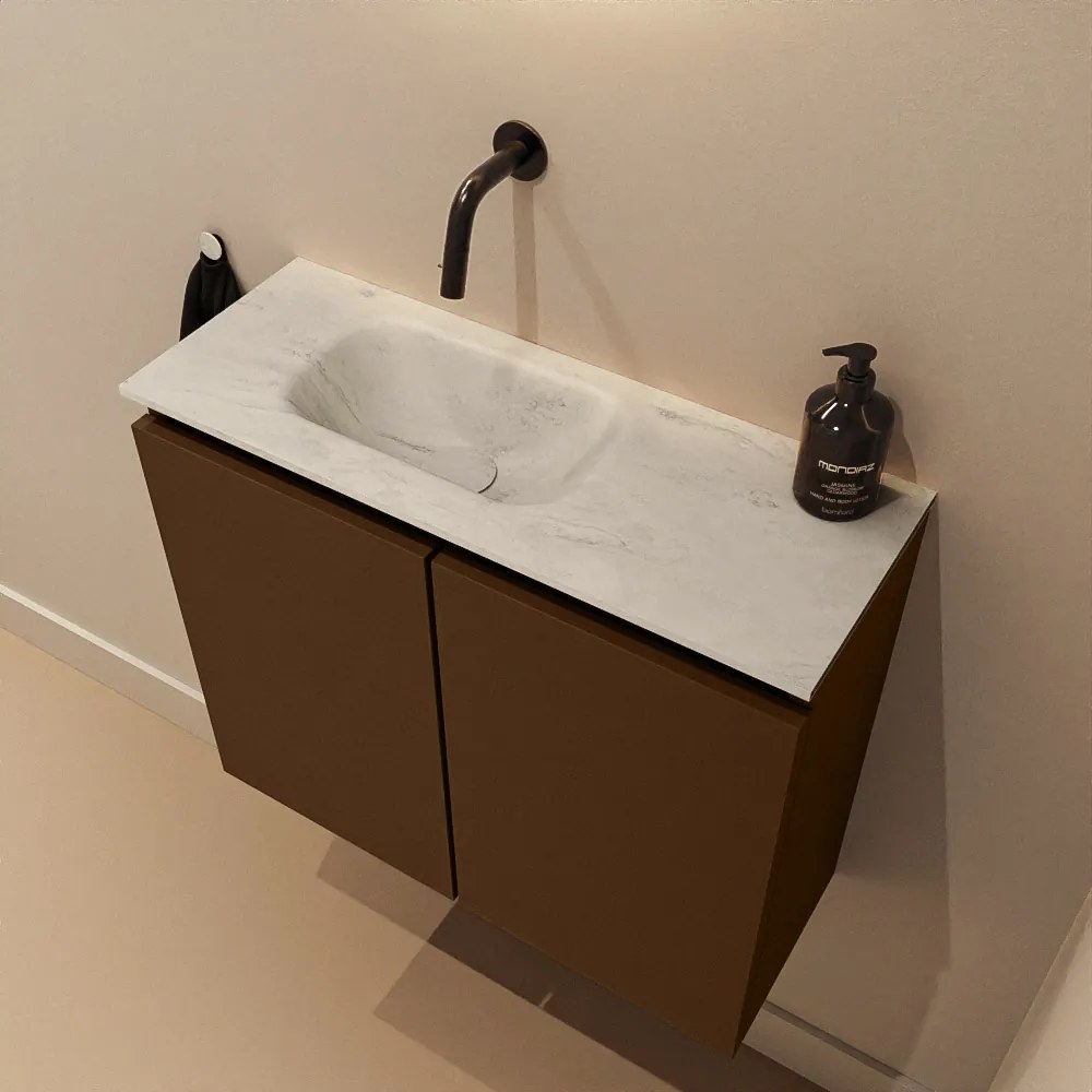 Mondiaz Ture DLux toiletmeubel 60cm rust met wastafel opalo links zonder kraangat