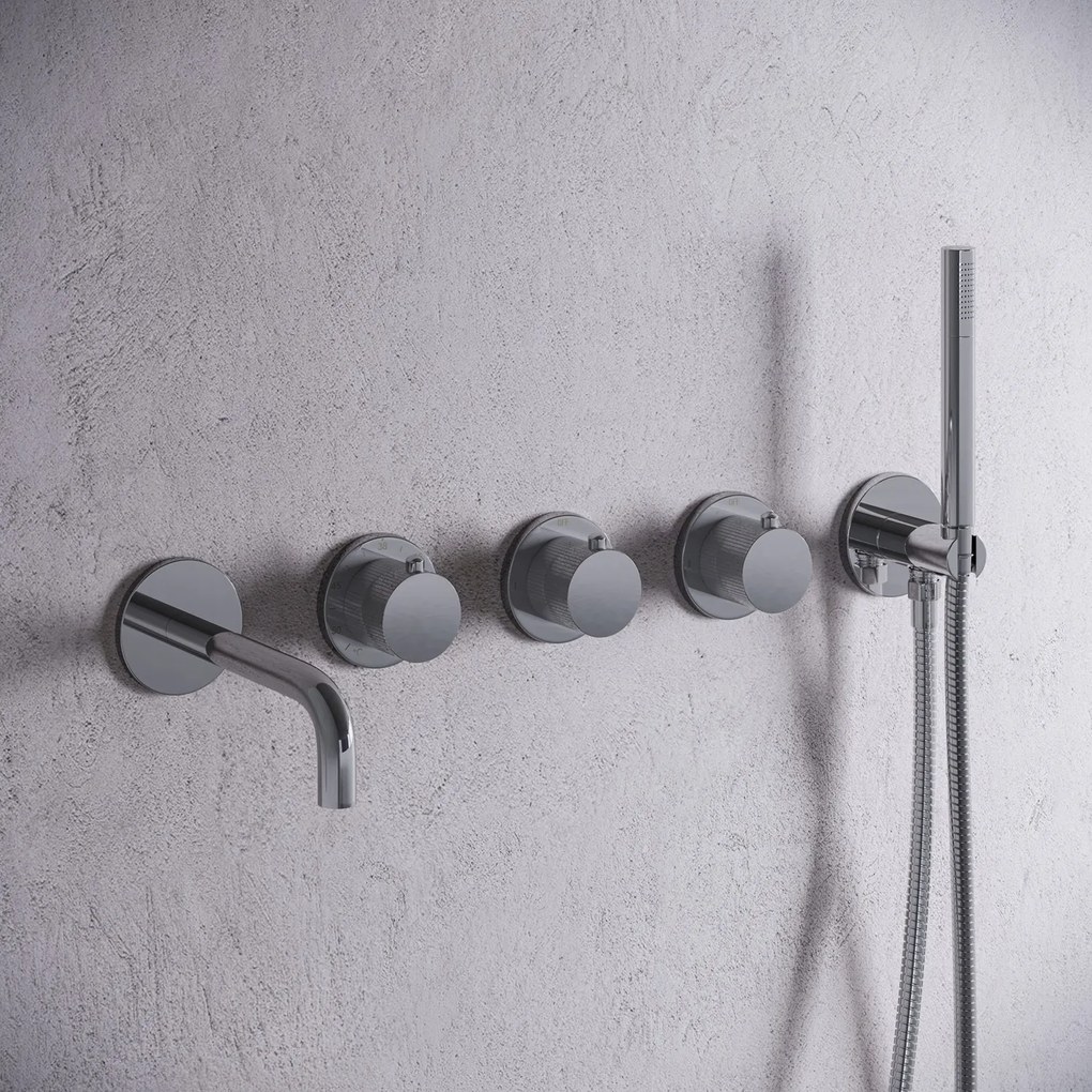 Saniclear Plus Stripes inbouw badkraan met 20cm uitloop en staafhanddouche chroom