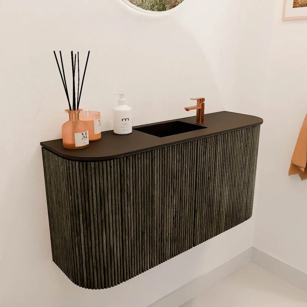 Mondiaz Joya 85cm toiletmeubel ronding links/rechts shadow met wastafel faye midden 1 kraangat urban