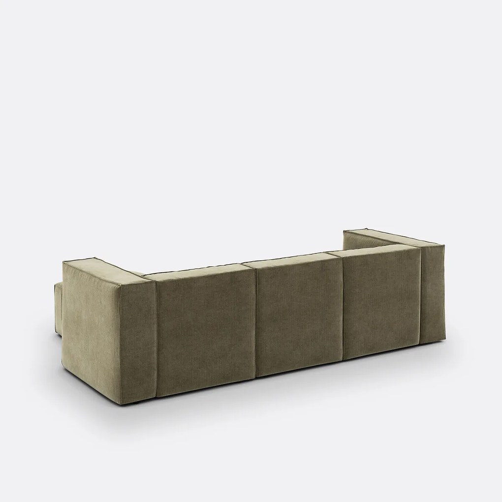 3-zits modulaire unit en vintage corduroy poef Seven