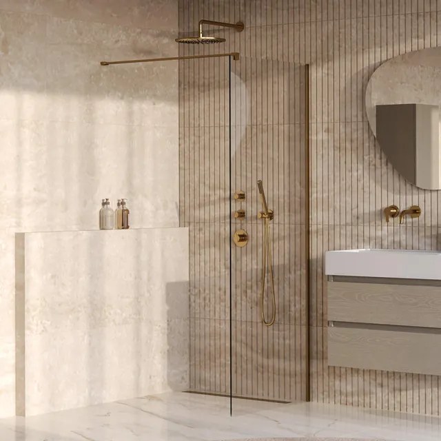 BRAUER Oblivion Inloopdouche - 70x200cm - glascoating - helder glas - geborsteld goud PVD GS-OBI1H70200GG