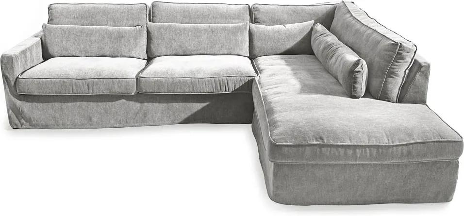 Rivièra Maison - Brompton Cross Corner Sofa Chaise Longue Right, velvet, platinum - Kleur: grijs