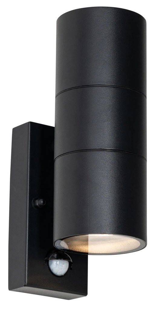 Buitenwandlamp zwart 2-lichts AR70 met bewegingssensor - Duo