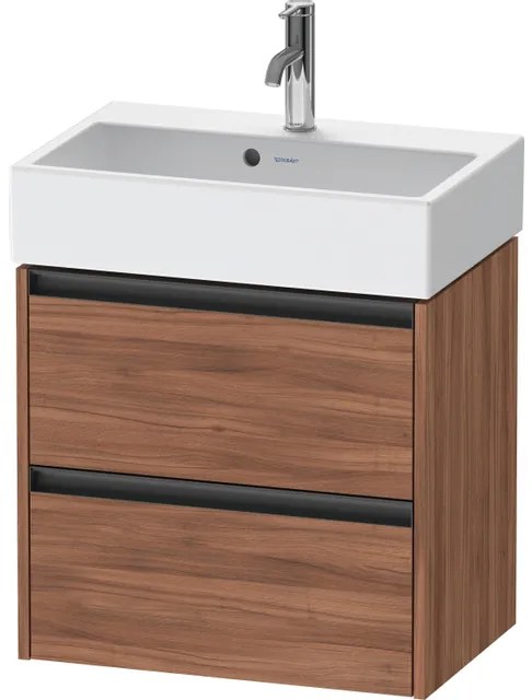 Duravit Ketho 2 wastafelonderbouwkast met 2 laden 58.4x39x54.9cm met grepen antraciet noten mat K25273079790000