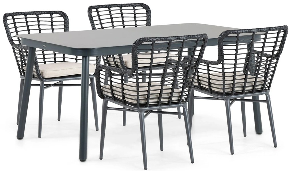 Tuinset 4 personen 160 cm Aluminium/wicker Zwart Lifestyle Garden Furniture Toledo/Tavano