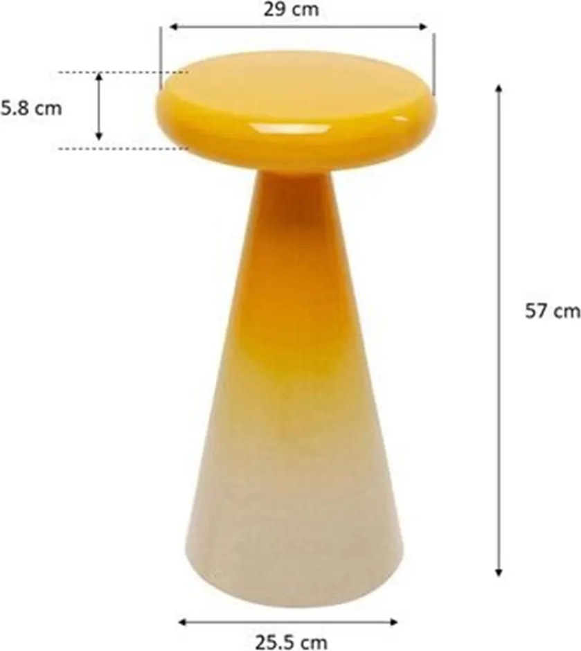 Bijzettafel Emaille Beige Geel Retro - 30 X 30cm.