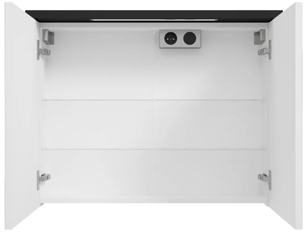 Fontana Grado spiegelkast met verlichting 80cm 2 deuren zwart mat