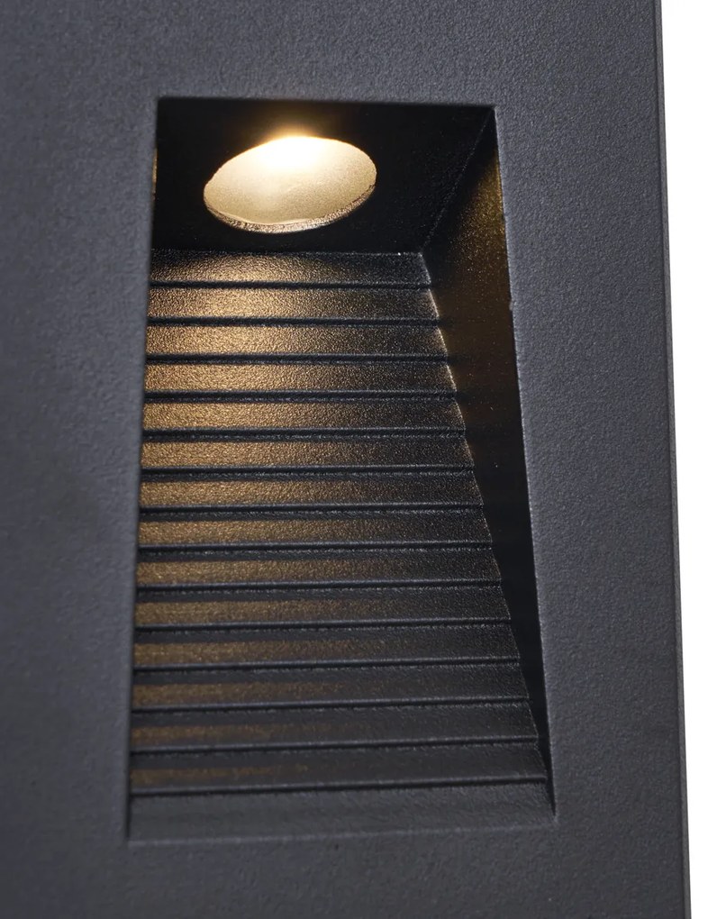 Moderne inbouw wandlamp zwart 7cm incl. LED IP65 - Trem