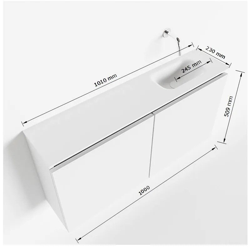 Mondiaz Ture 100cm toiletmeubel smoke met wastafel urban rechts 1 kraangat