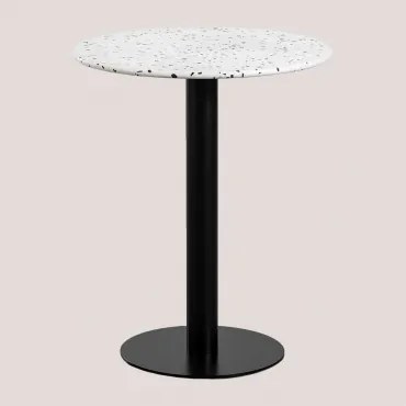 Ronde Bartafel Ø60 Cm In Terrazzo Dolce Ivoorkleurig Terrazzo - Zwart - Sklum