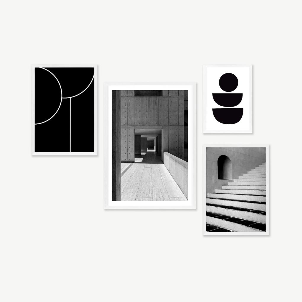 The Muse set van 4 ingelijst prints, zwart & wit