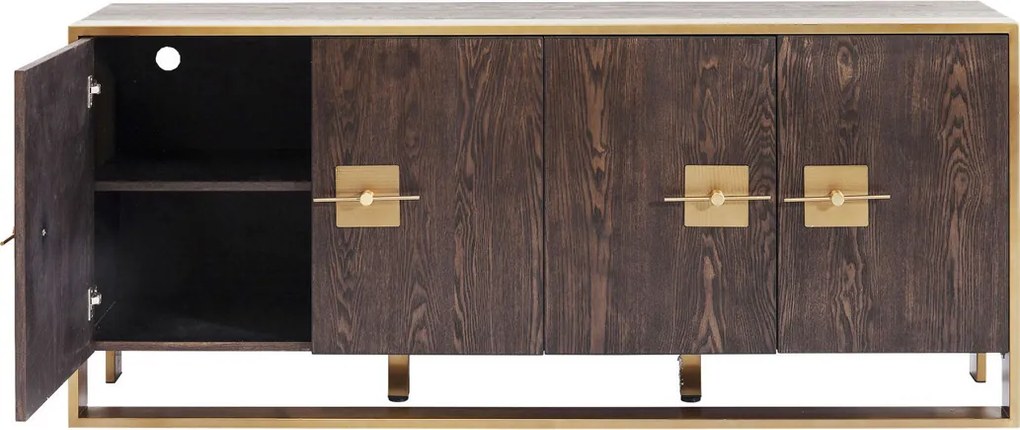 Dressoir Messing En Donker Hout - 180x40x80cm.