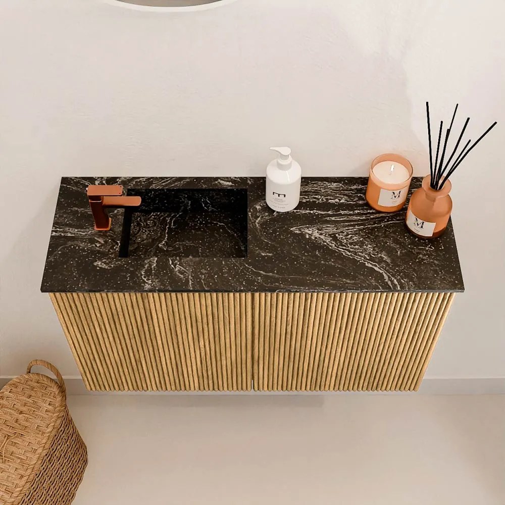Mondiaz Joya DLux 70cm toiletmeubel oak met wastafel faye links 1 kraangat lava