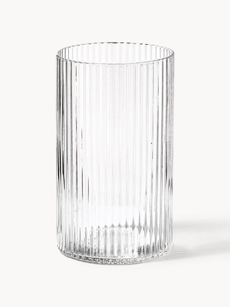 Mondgeblazen kleine longdrinkglazen Ripple met groefreliëf, 4-delig