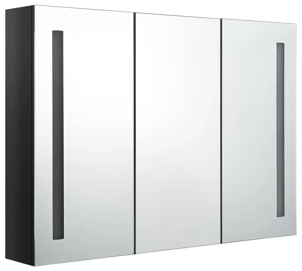 vidaXL Badkamerkast met spiegel en LED 89x14x62 cm glanzend zwart