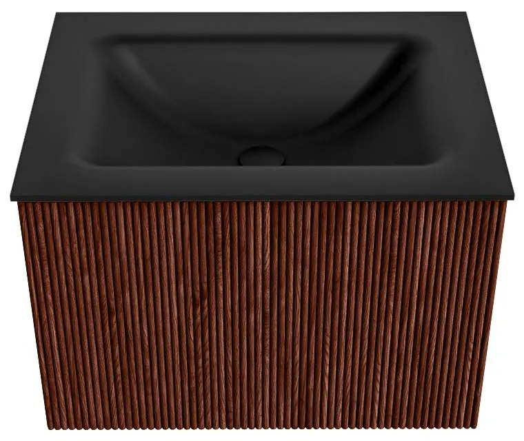 Mondiaz Kurve 60cm badmeubel ruby met 1 lade en wastafel cloud midden 1 kraangat urban