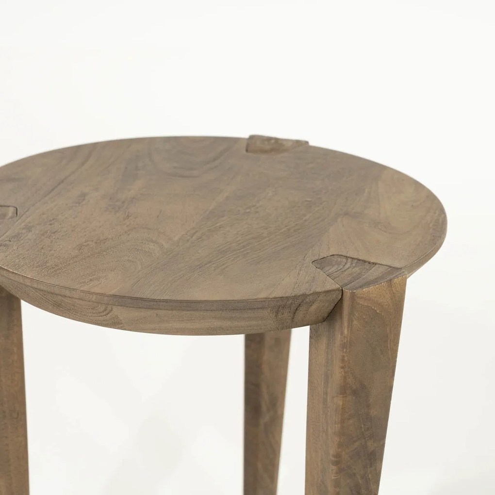Ronde Bijzettafel Mangohout - 40 X 40cm.