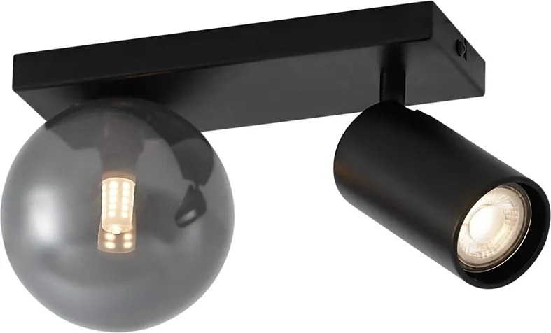 Moderne plafondlamp zwart 2-lichts kantelbaar - Lesly