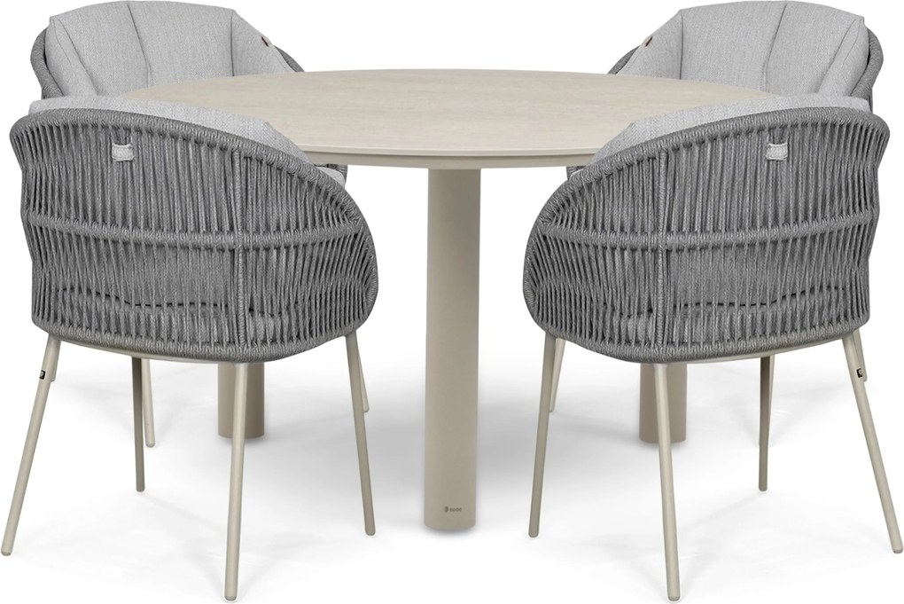 Tuinset Ronde Tuintafel 4 personen 140 cm Rope Zand/Beige  Santika Furniture Santika