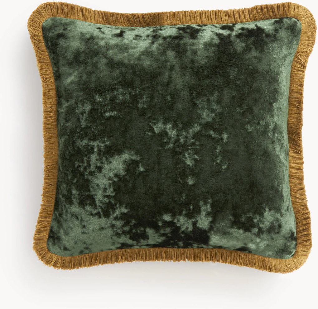 Fluwelen kussenhoes Cyrus met franjes