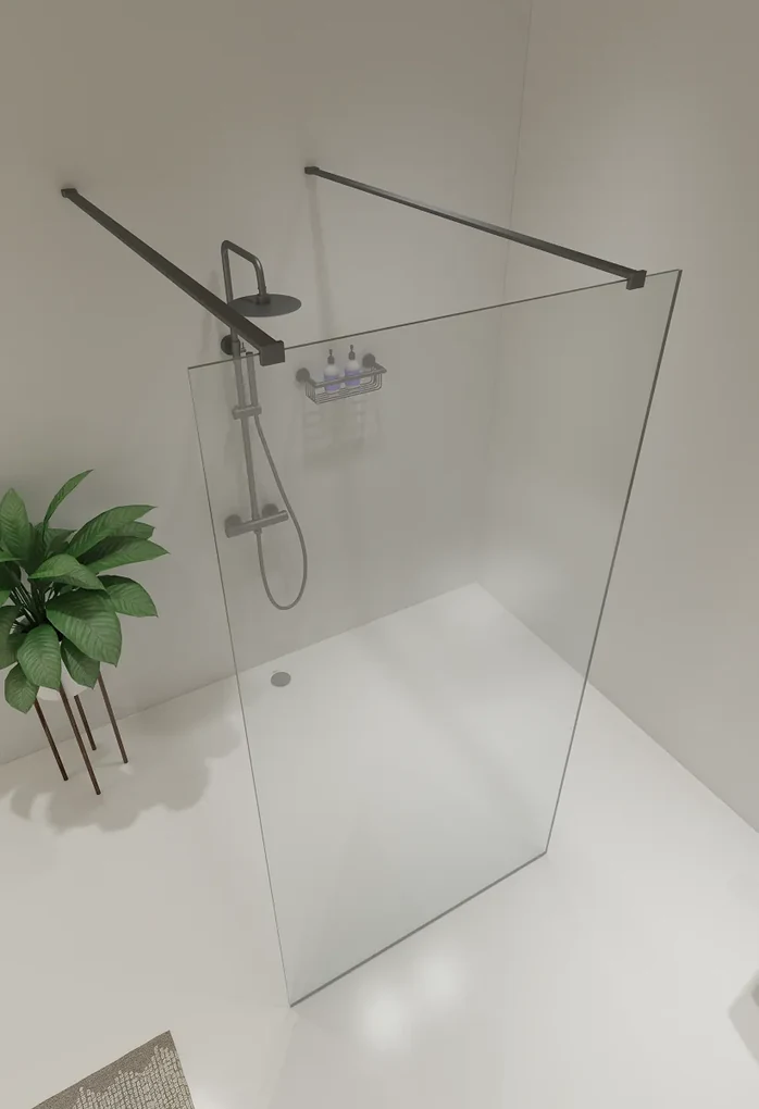 Saniclear Redro vrijstaande douchewand 100x200cm verouderd ijzer - gunmetal