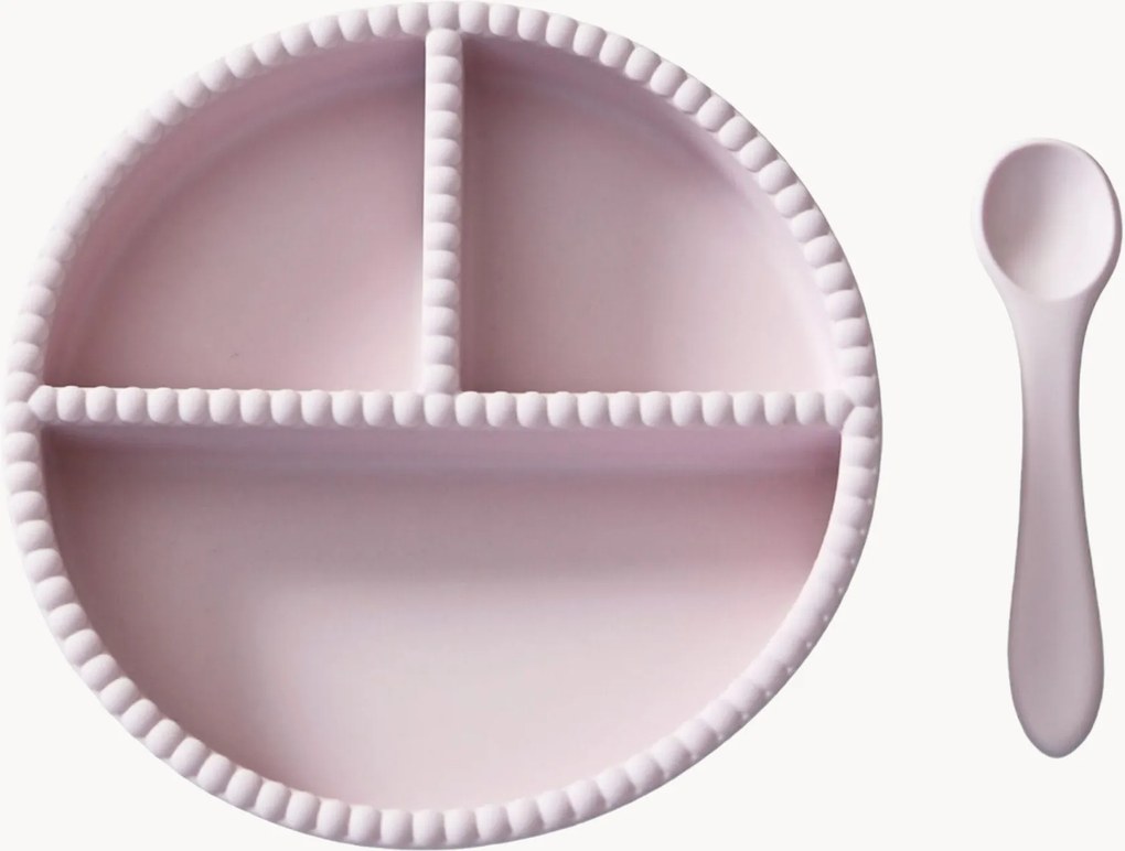 Kinderserviesset Little Bubble van silicone, 2-delig