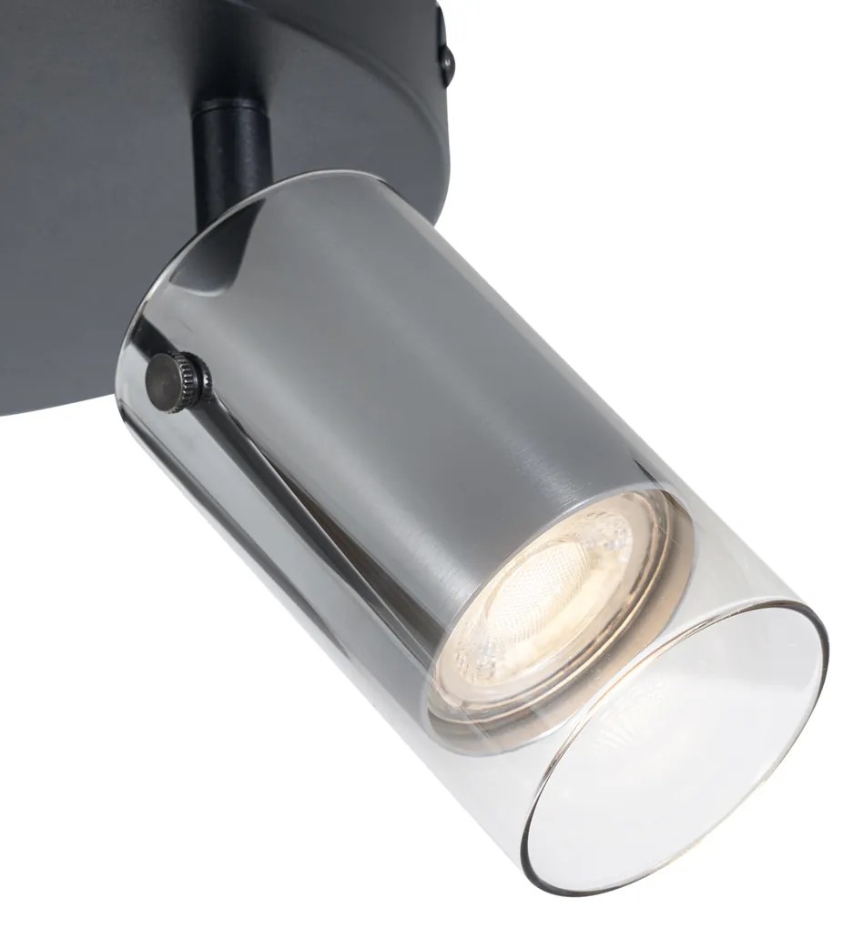 PlafondSpot / Opbouwspot / Plafondspot gunmetal rond 3-lichts draai- en verstelbaar - Drain Modern GU10 Binnenverlichting Lamp