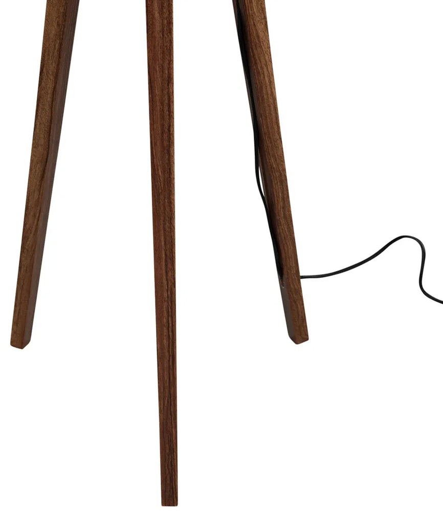 Vloerlamp tripod walnoot hout met velours kap brons 50cm - Tripod Classic Klassiek / Antiek, Landelijk E27 rond Binnenverlichting Lamp