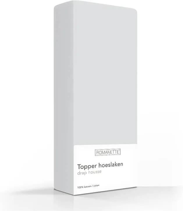 Romanette Luxe Katoenen Topper Hoeslaken - Zilver 120 x 200