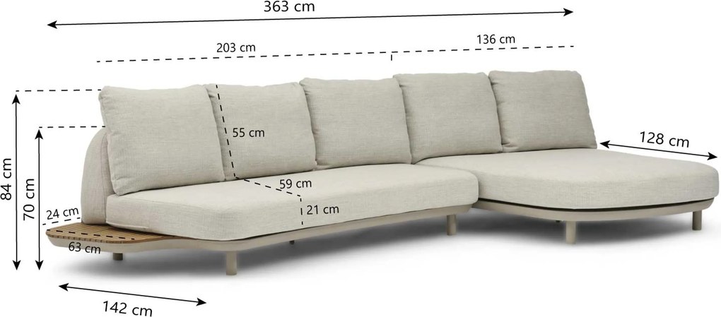 Hoek loungeset 5 personen Outdoor textiel Zand/Beige Coco Dunea