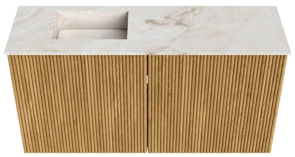 Mondiaz Joya DLux 80cm toiletmeubel oak met wastafel faye links 1 kraangat frappe