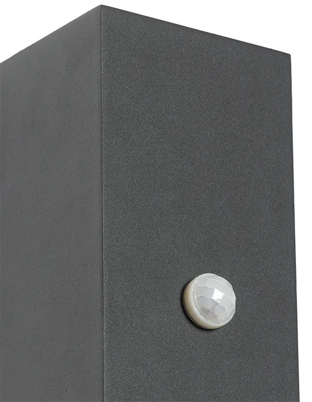 Wandlamp donkergrijs 2-lichts IP44 met bewegingssensor - Baleno