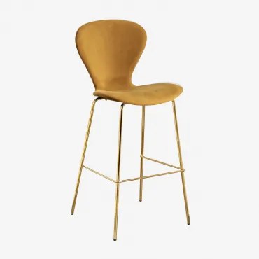 Pak Van 4 Uit Hoge Krukken ↑75 Cm & Goud & Fluwelen Mustard & Fluwelen - Sklum