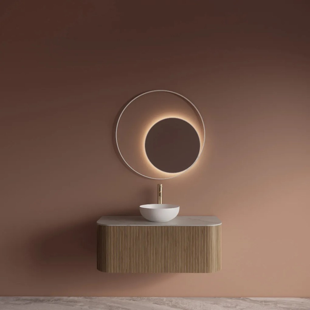 Gliss Design Kosmos spiegel rond met cirkel 90cm mat wit met handsensor