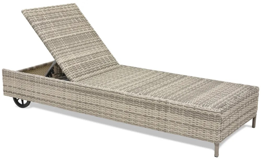 Kunststof rotan ligbed Tobago Garden Point lichtgrijs
