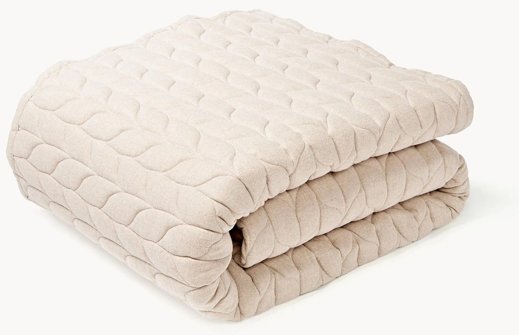 Gewatteerde flanellen bedsprei Selby met structuurpatroon