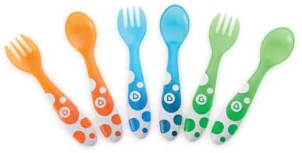 Meerkleurige vorken en lepels (6 stuks)