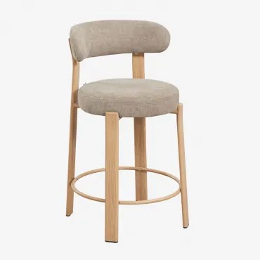 Hoge Kruk Met Rugleuning Van Chenillestof En Ijzer Jolie Houtbruin & ↑65 Cm & Chenille Bruin Wheat - Sklum