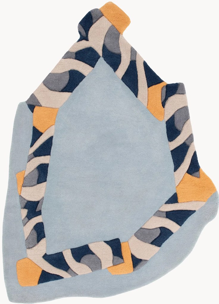 Handgeknoopt wollen vloerkleed Frame met hoog-laag effect