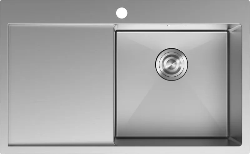 Mexen Exar roestvrijstalen gootsteen met 1 kom en afdruiprek, rechts 780 x 480 mm, inox - 6434781010P-01