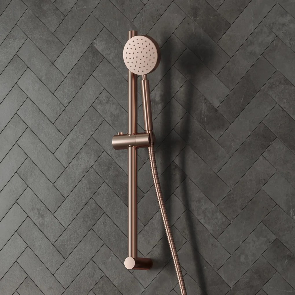 Saniclear Copper glijstangset met Vision handdouche geborsteld koper