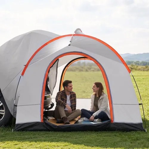 VEVOR Daktent Bus Luifel 240 x 240 x 230 cm, Autotent Achterklep Incl. Dubbellaagse Tent PU2000 mm Daktent Autodaktent Waterdicht, Geschikt voor Kamperen, Avontuur, Reizen, Picknick etc.