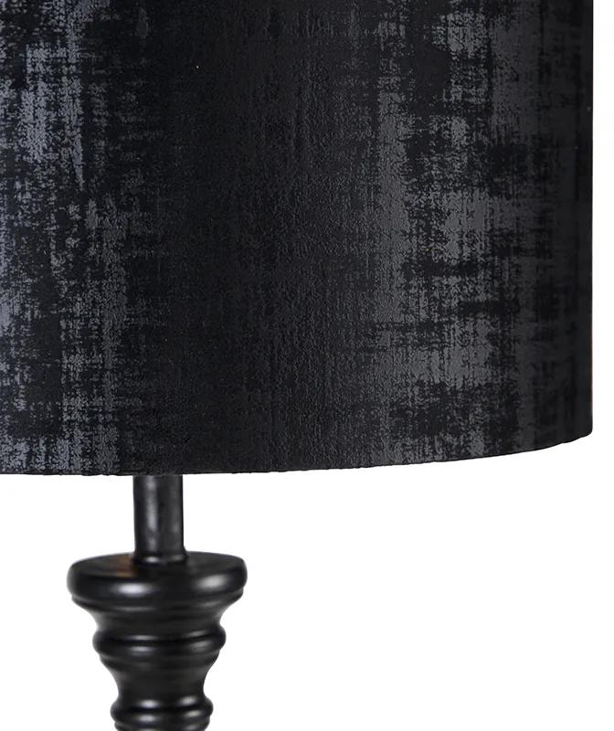 Stoffen Klassieke vloerlamp zwart met kap zwart 40 cm - Classico Klassiek / Antiek E27 Binnenverlichting Lamp