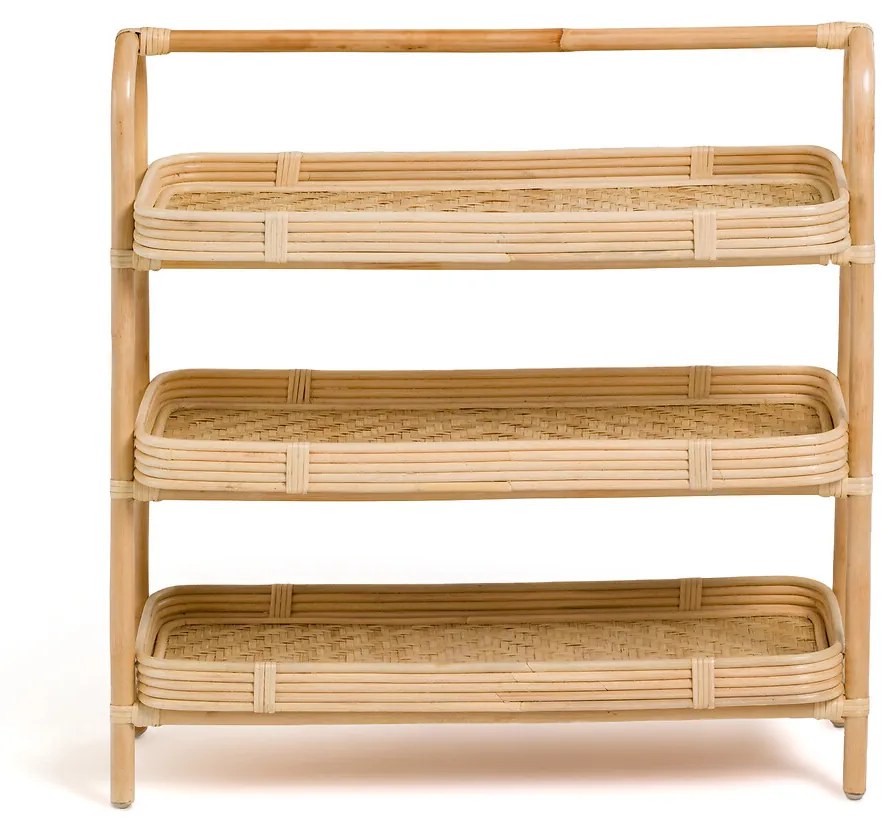 Etagère 3 plateau's in bamboe en rotan, Lyra