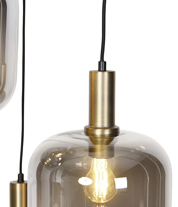 Smart hanglamp met dimmer zwart met smoke glas 3-lichts incl. Wifi A60 - Zuzanna Design E27 rond Binnenverlichting Lamp