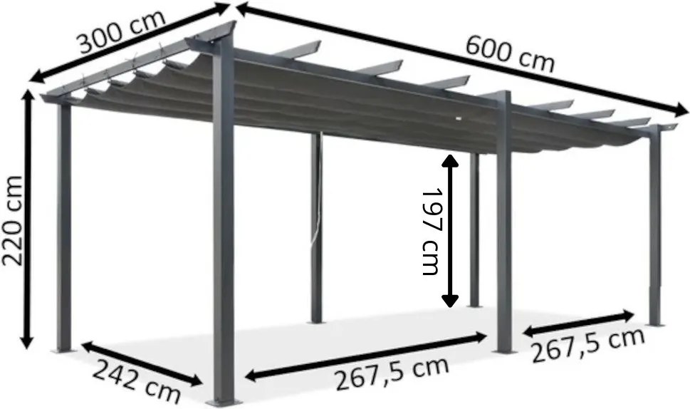 Barbados 3 x 6 m antraciet Garden Point metalen terras pergola frame