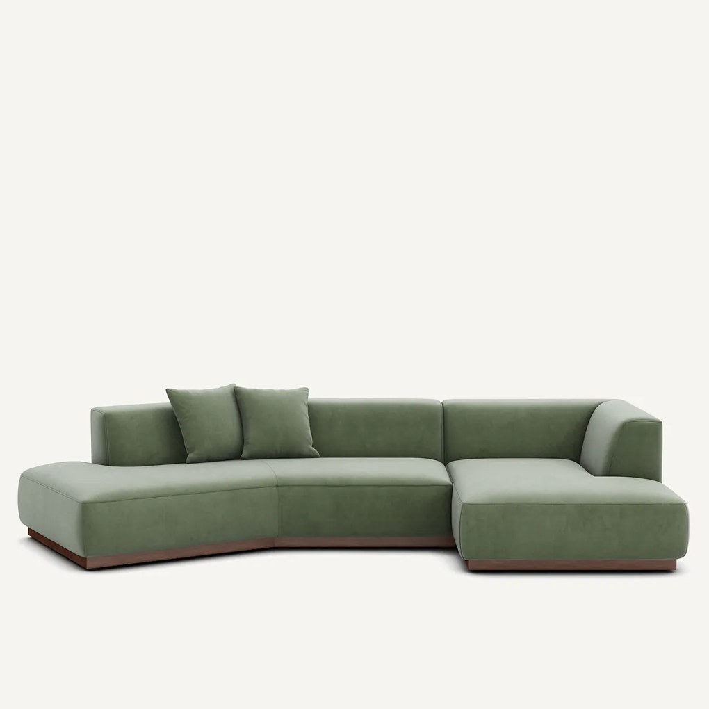 Rechter open hoekbank in fluweel, Jacopo