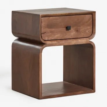 Pack Van 2 Nachtkastjes 40x35 Cm Van Ferni Hout Donker Handvat Hout - Sklum