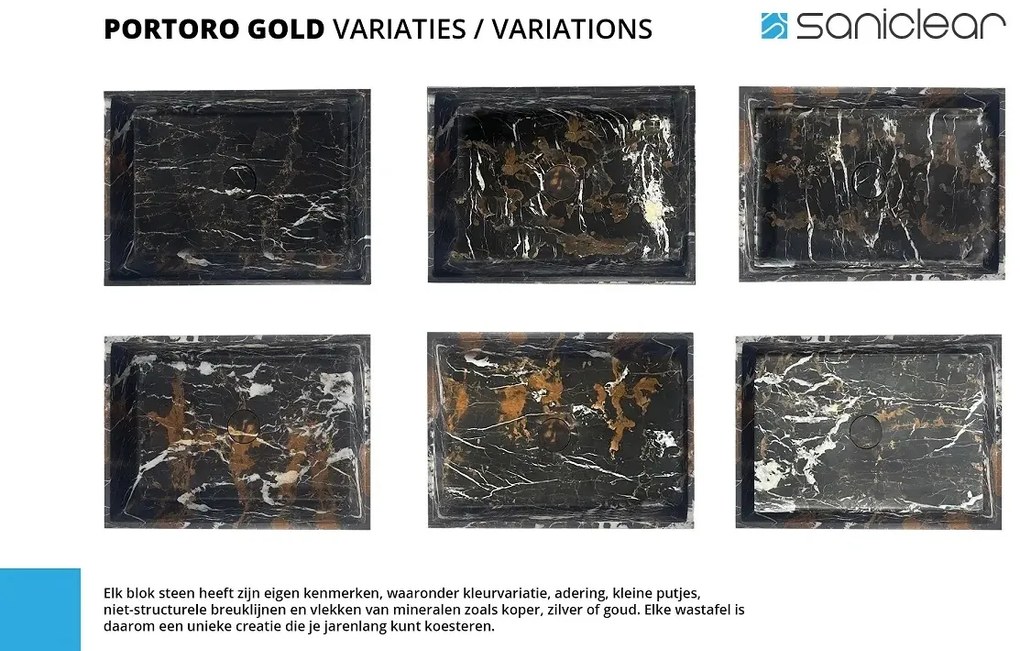 Muebles Murcia badmeubel ribbelfront 80cm wit mat met Portoro Gold wastafel met kraangat